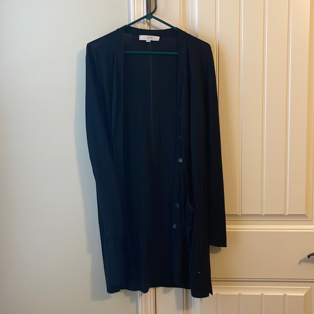 Loft sweater duster cardigan in large black